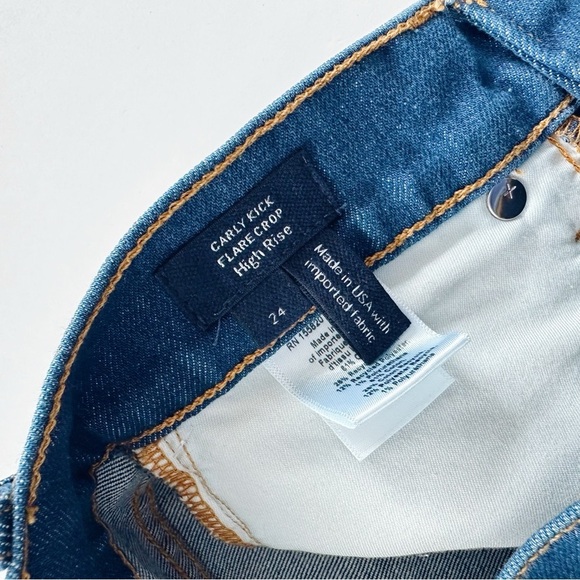 Veronica Beard Carly Kick Flare Crop High Rise Jeans in Blue - Picture 7 of 8
